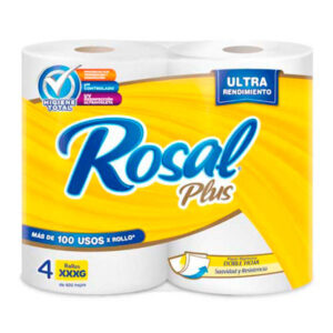 Papel Higiénico Rosal Plus doble hoja 600 Hojas 4 unidades